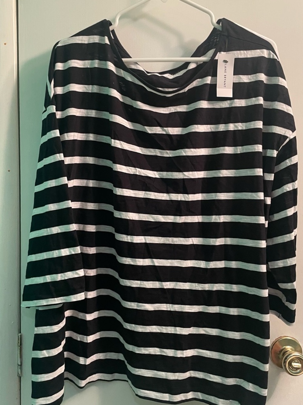 Lane Bryant Black and White Striped quarter sleeve NWT 22/24